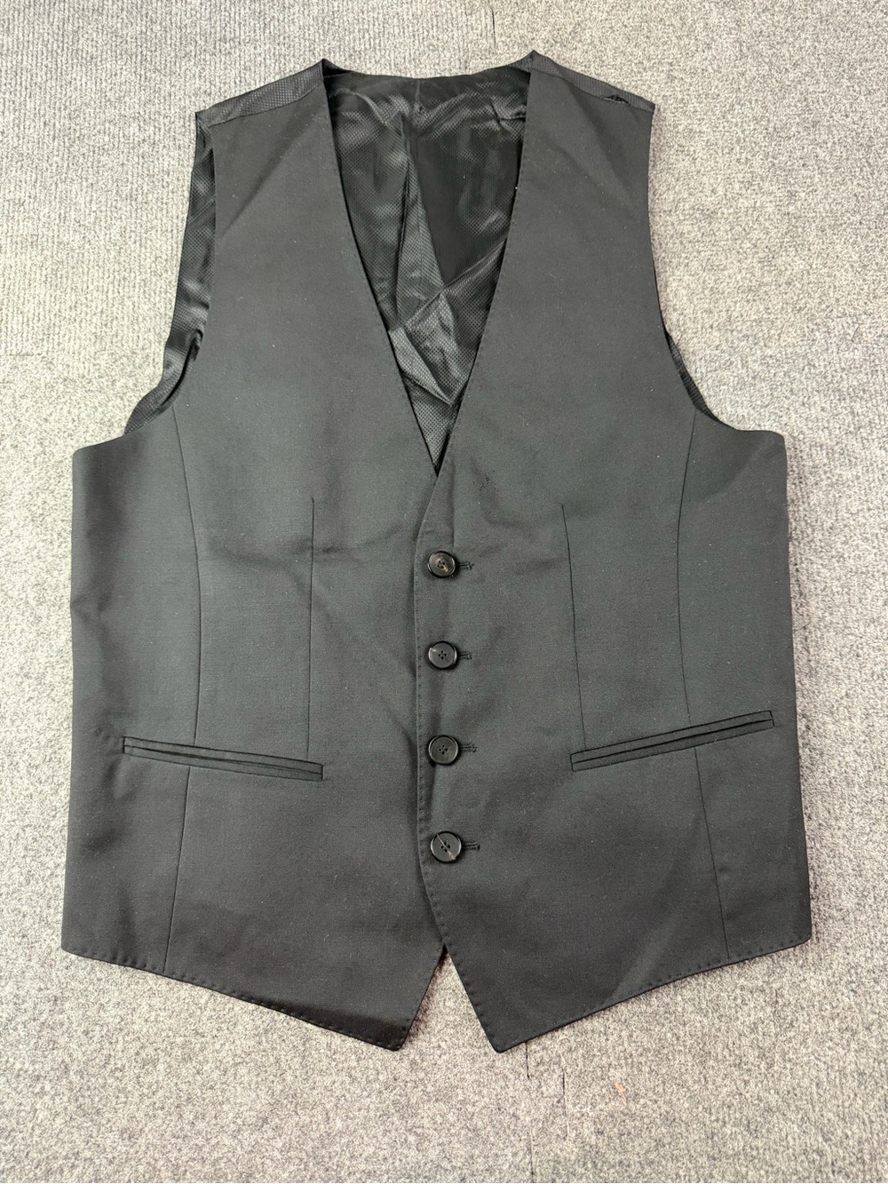 Hugo Boss Mens Super 120’s Wool Mens Waistcoat Vest Size 36 R Black